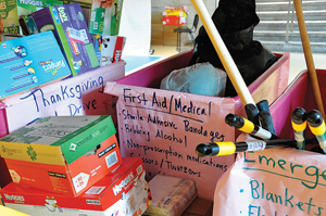 Supplies are being collected at the Rose Hill campus. Photo by Joanna Klimaski