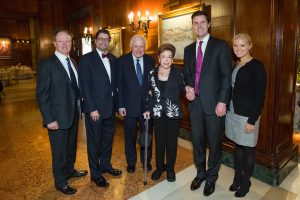 Dave Clark, Clint Blume, John Conheeney, Mary Higgins Clark, FCLC ’79 Andrew Clark and Taylor Clark