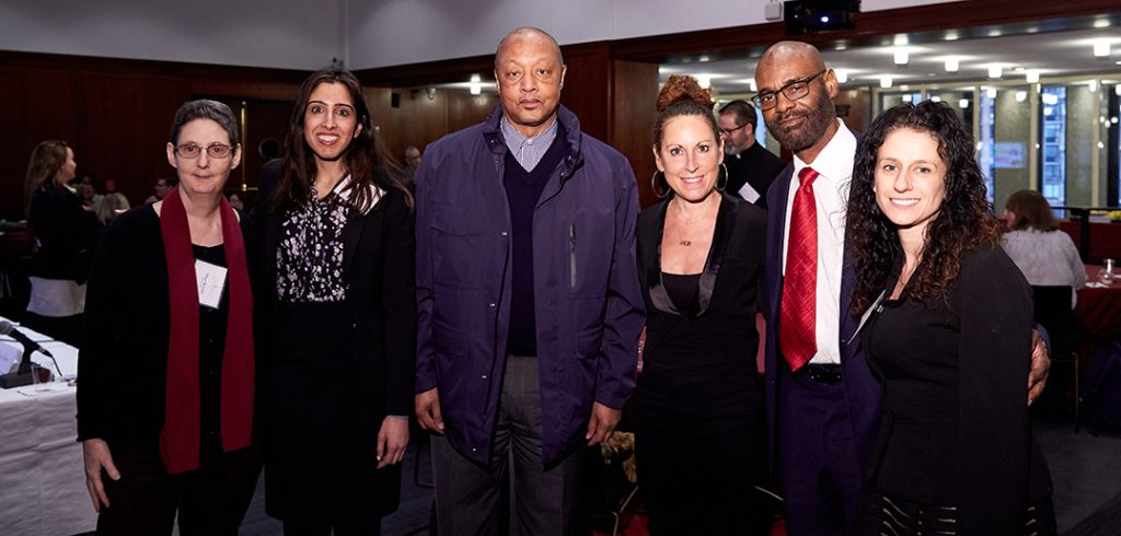 Fordham's Tina Maschi, Ph.D. moderated the panel on criminal justice with Geeta Tewari, director of Fordham's Urban Law Center; Flores Forbes, Columbia University's vice president for Community Affairs; Baz Dreisinger, Ph.D., founder, Prison-to-College Pipeline; Mika’il Deveaux, Ph.D., lecturer at Nassau Community ; Kim Collica-Cox, Ph.D., associate Pace UniversityCollege