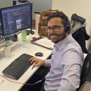 Man sitting in front of a computer