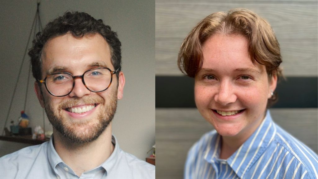 Two headshots of Nate Johnson and Connie Ticho, who earned Fulbright-John Lewis Fellowships