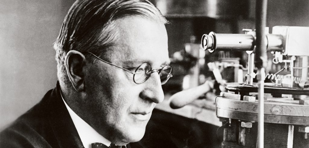 Victor Hess in his lab at Fordham University's Freeman Hall, circa 1940s.