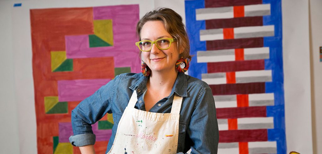 Artist Martha Clippinger in her studio