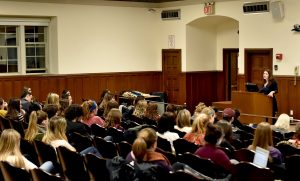 Lauren Duca answering a student's question during the March 6 event