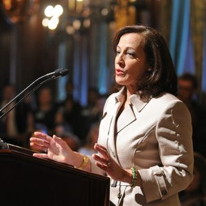 Susan Conley Salice speaking at Fordham's 2016 Scholarship Donors and Recipients Reception