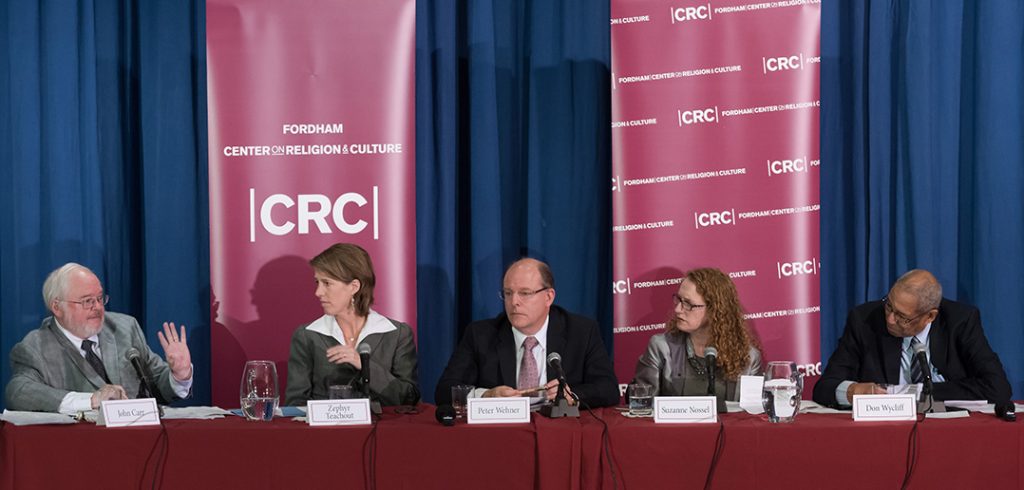 John Carr, Zephyr Teachout, Peter Wehner, Suzanne Nossel and Don Wycliff