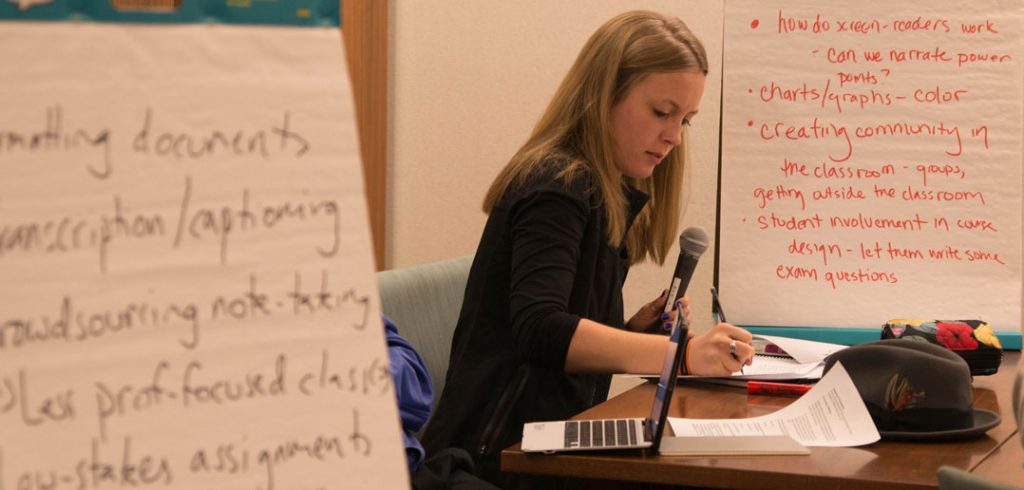 Image: Fordham faculty work together to develop strategies for accessible and inclusive learning.