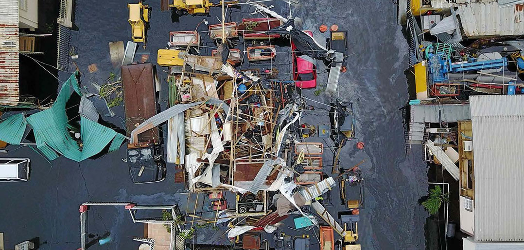 Aerial view of Puerto Rico in the aftermath of hurricane Maria