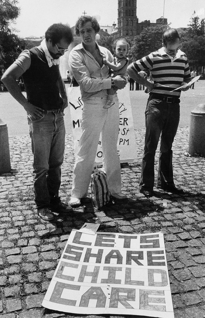 athers with children rally in 1976 to support women by taking a greater role in children’s lives. 