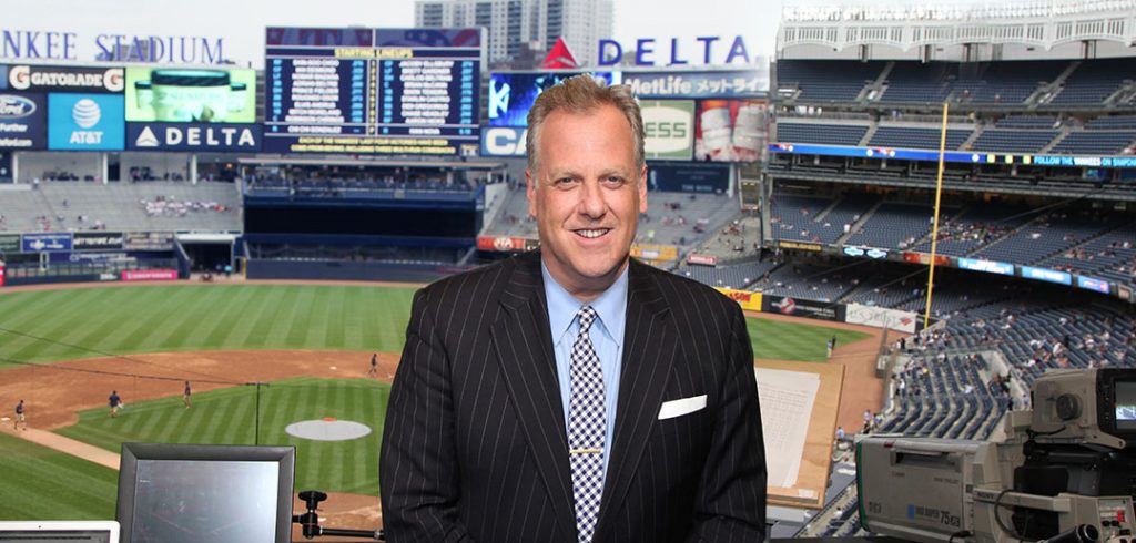 Michael Kay in the booth at Yankee Stadium