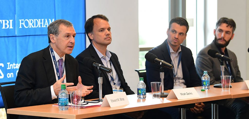 Ed Stroz, Micah Zenko, Patrick Sullivan and Jude Keenan sit at a table