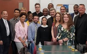 Group picture of Ph.D. students standing together