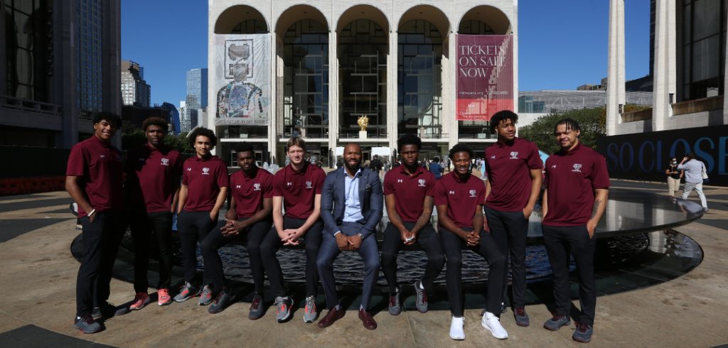 Fordham's Basketball team visits the Metropolitian Opera House, Sept. 24, 2021 Photo by Bruce Gilbert