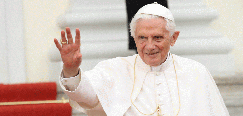 Pope Benedict waving