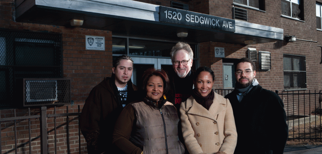 Mark Naison and others in front of 1520 Sedgwick Avenue