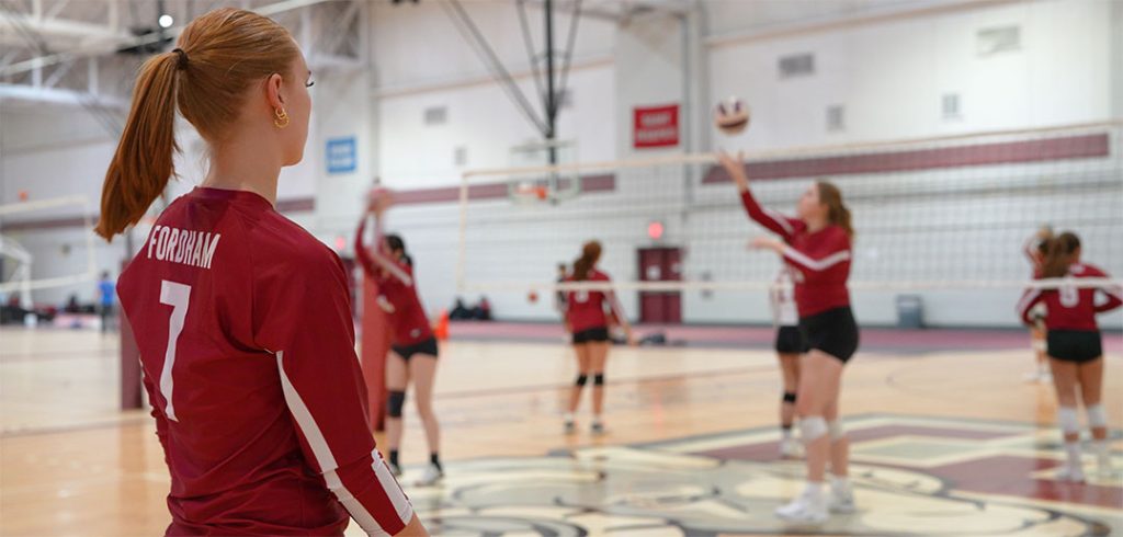 The women's Club Volleyball team practices for upcoming tournaments