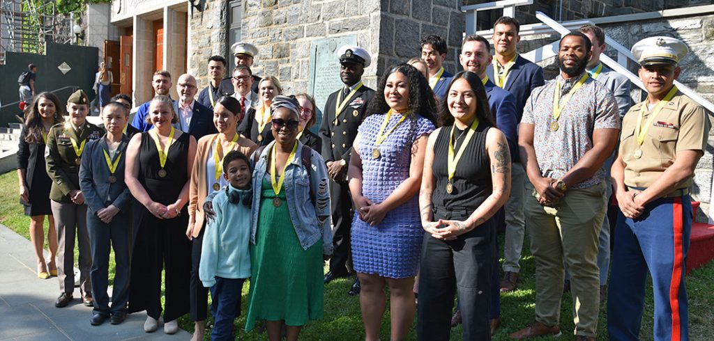 Student veterans at commencement