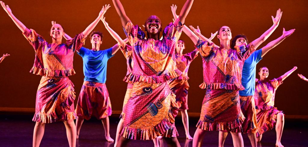 Fordham Ailey student dancers perform on stage.