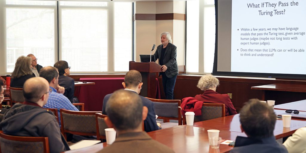 NYU philosophy professor David Chalmers giving the keynote address