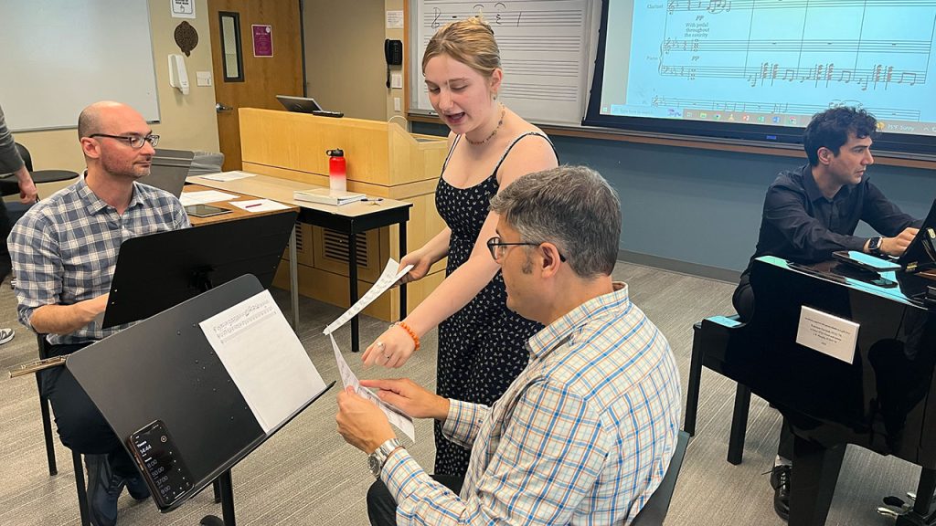 Fordham music student Sage Rochetti works alongside professional musicians