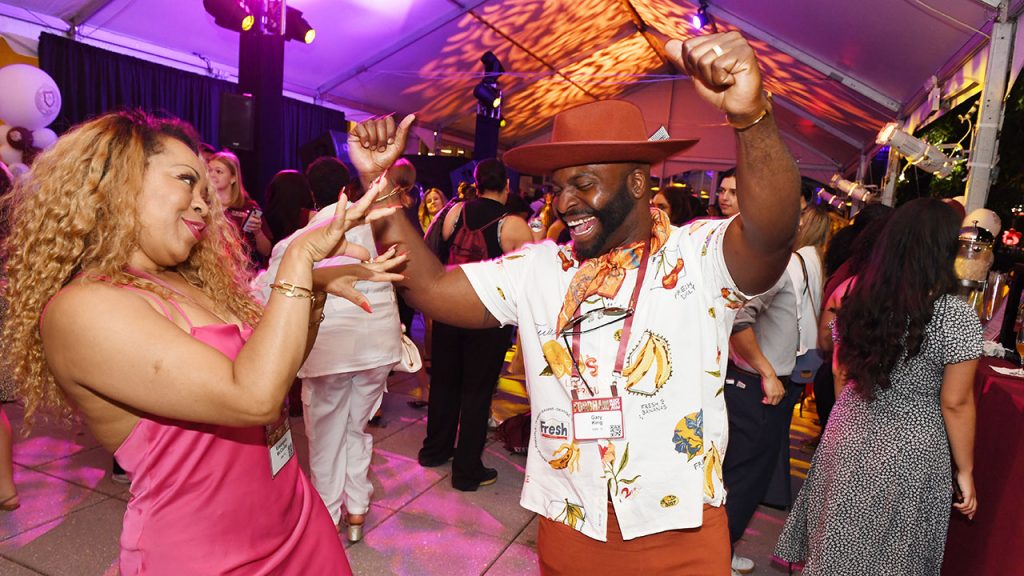 People dance at Block Party