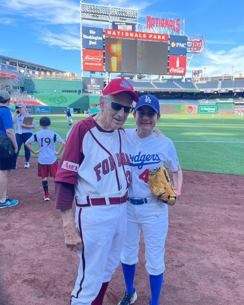 Bill Pascrell poses in Fordham baseball uniform at the congressional baseball game.