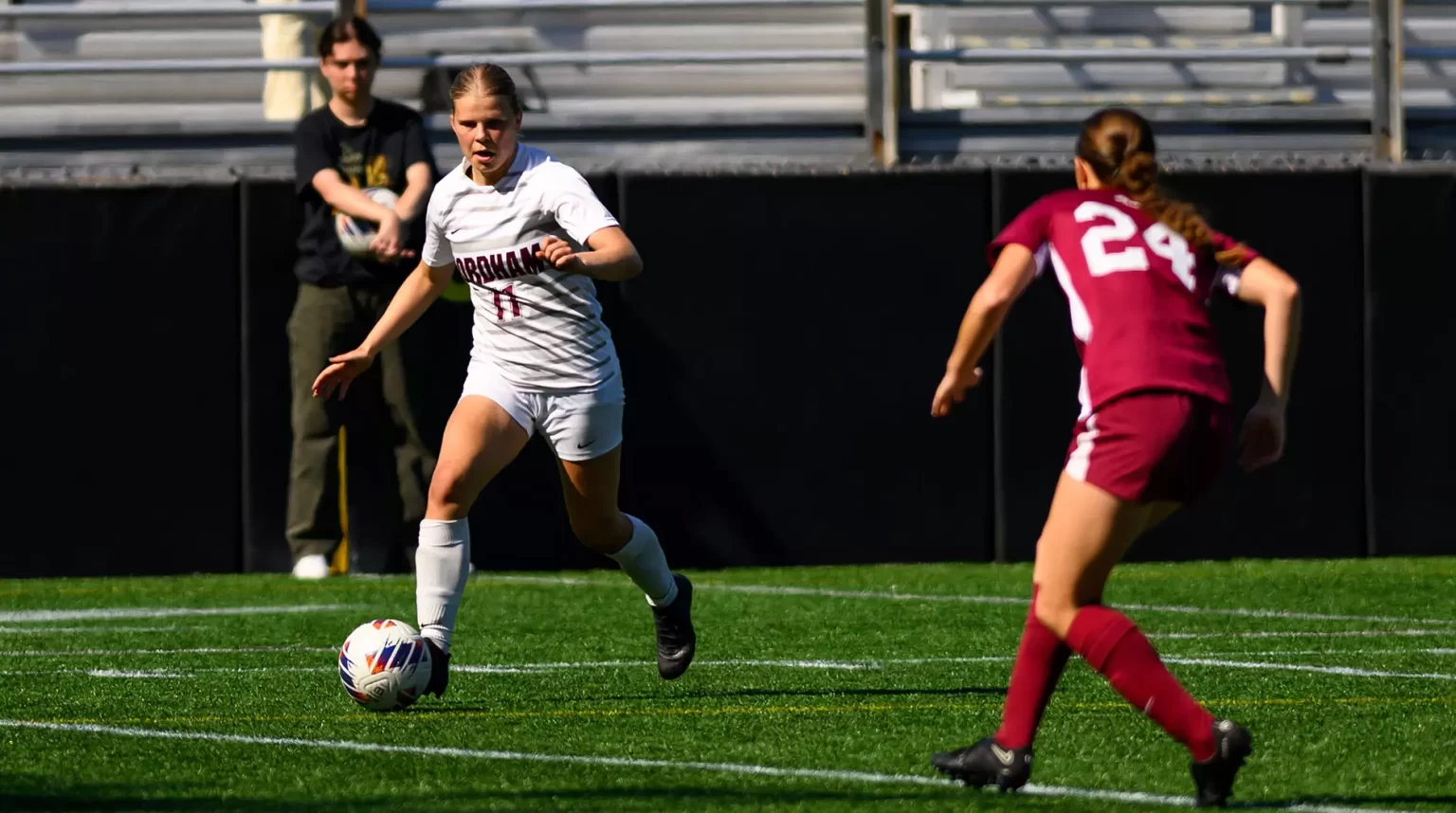 Liina Tervo, playing soccer against opposing team