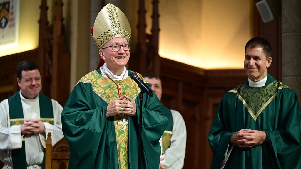 Cardinal Pietro Parolin celebrating Mass at the Fordham University Church on Sunday, September 29.