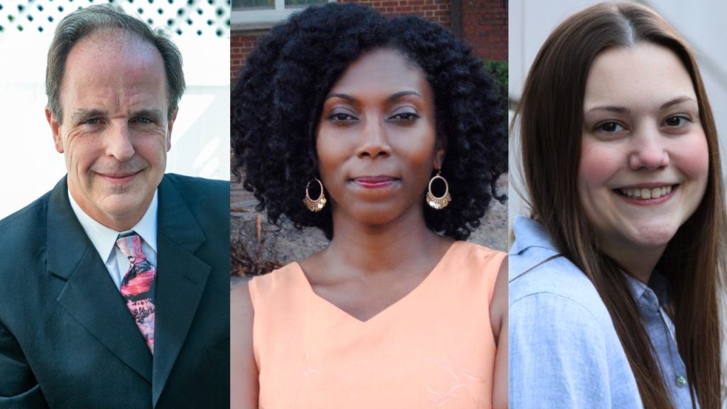 From left to right, Professor of Psychology Dean McKay, Assistant Professor of Communication and Media Studies Michele Prettyman, and Adjunct Professor of English Samantha Stone.